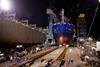 'Isla Bella', Tote's first Marlin class LNG-fuelled containership, on her launch at General Dynamis NASSCO