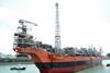 The newly converted ‘FPSO PSVM’ leaving Jurong shipyard