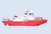 Rendering by Aker Arctic of its proposal for China's first polar reserach icebreaker