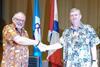 Parties to a planned ship research pact: University of the South Pacific’s deputy vice-chancellor Derrick Armstrong (left) and CNCo’s general manager, sustainable development, Simon Bennett (credit: CNCo)