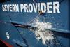 The twin axe catamaran windfarm vessel has been named 'Severn Provider'