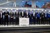 Delegates from Meyer Turku and TUI Cruises attend the steel cutting ceremony for the new 'Mein Schiff 1'