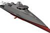 The future warship concept employs a monohull configuration with sharp, wave-piercing bow