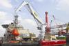 The Heila AHC crane undergoing tests in Singapore