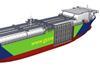 The 205m-long GASVESSEL concept design features 3m diameter CNG tubes arranged vertically.