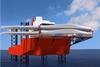 A computer image showing a Seajacks vessel with blades
