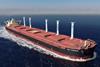 Graphic of NSU Tubarao VLOC with five rotor sails on board