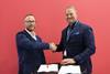 Thomas Andreassen, global business development manager, Everllence (left) and Henri Kinnunen, CEO WE Tech Solutions, at the signing of the MoU at Posidonia