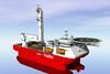 Impression of the oil well intervention compact semi submersible ordered by Hallin Marine