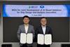 The image shows the Korean Register (KR) and HD Hyundai Samho MoU signing