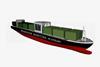 The scaled model ship has been based on a real 13,000 teu container ship