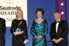 Gunvor Ulstein receives the Young Person in Shipping awards from HRH Pricess Royal, watched by the IMO secretary-general