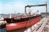 The Suezmax tanker Genmar Argus in Lisnave drydock