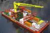 Port feeder barge is self-propelled and versatile