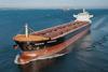 dry bulk container ship at sea