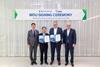 (l-r) Ki-sun Chung, chair & CEO of HD Hyundai; Hyung Kwan Kim, president & CEO of HD KSOE; Patrick Ryan, ABS SVP and CTO; and John McDonald, ABS chair and CEO