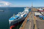 Terntank tanker alongside dock