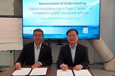 Nick Brown, CEO of Lloyd’s Register and Hyung Kwan Kim, CEO of HD Hyundai Mipo