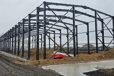 New production facility for GLO Marine being built in Romania. Image shows building's steel structure