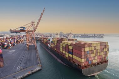 Container ship at port