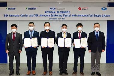 KR awarded approvals in principle to two NH3-fuelled designs on 15 December 2021