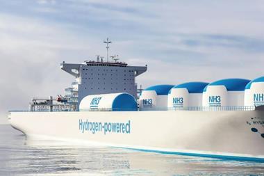 A hydrogen cargo ship