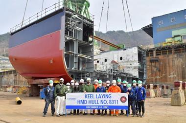The hybrid ro-pax is under construction at Hyundai Mipo Dockyard (HMD) in Korea.