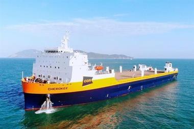 Built for heavy-duty work: new train ferry Cherokee for US/Mexico service.