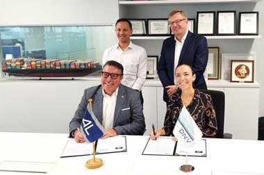 AL Group Fleet Director Tonci Zdunic DNV’s Regional Manager South East Asia, Pacific & India, Maritime, Cristina Saenz de Santa Maria, Regional Finance Director Philip Pfeiffer and Geir Dugstad, DNV’s Senior Vice President, Ship Classification & Technical