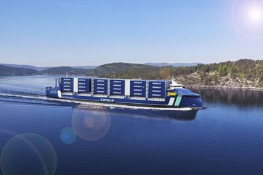 A rendering of the autonomous, hydrogen fuel cell-powered Seashuttle design.