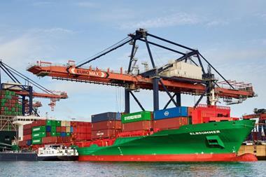 The ‘Elbsummer’ taking on board 100% biofuel at the Port of Rotterdam
