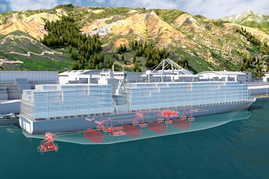 A concept drawing of a large vessel powered by fuel cells