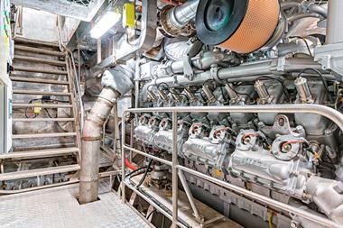 The vessel features twin 1,492kW 16-cylinder MTU pure gas engines.