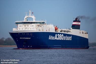 The first commercial installation of Airseas' Seawing power kite is due to be undertaken in 2020 aboard Ville de Bordeaux ro-ro. (Picture copyright: Carsten Feldhusen/ MarineTraffic.com)