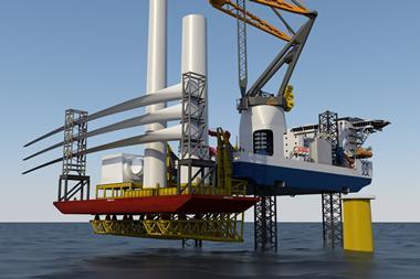 The new WTIV design incorporates an innovative solution that eliminates relative motions between the barge and the vessel.