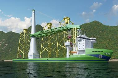The new CDWE wind farm main installation vessel is due to begin operations in the Taiwan Straits in 2023. (Image: Wärtsilä)