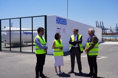 The compressed hydrogen supply station is intended to provide fuel to a reach stacker crane and terminal yard tractor unit prototypes.