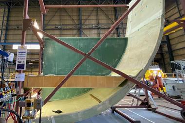 Development of the composite hull section has taken three years. (Image: Damen)
