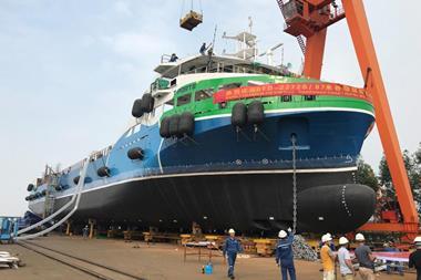 ‘Lucky Eyre’ prior to launching at Nansha, Guangzhou (courtesy of Sea Transport Solutions)