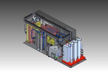 A rendering of Helbio's 50m3/h fuel processor unit