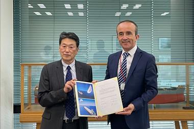 Daisuke Arai, Managing Executive Officer, Kawasaki Kisen Kaisha, Ltd. (Left) and Vincent Bernatets, Chief Executive Officer, Airseas SAS Ltd (Right)