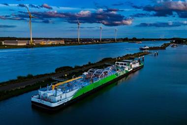 A Titan bunker barge at the quayside