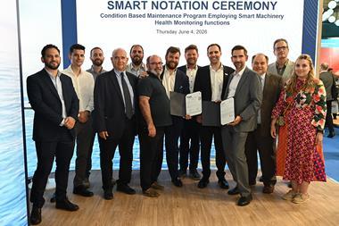 (l-r) Lampros Nikolopoulos, GasLog asset integrity manager; Angelos Minakis, ABS business development manager; and Panos Kyrtatos, Propulsion Analytics CEO