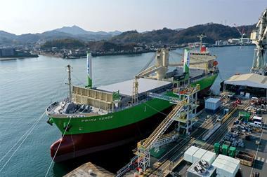 Prima Verde multi-purpose vessel at dock