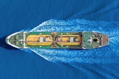 Aerial image of a ship at sea