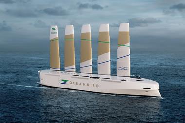 A rendering of the Oceanbird at sea (credit: Wallenius Marine)