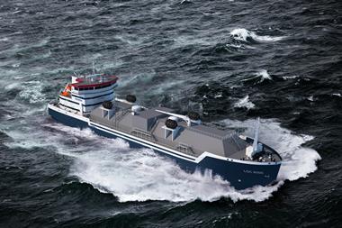 An artist's impression of the LGC 6000 LNG bunker vessel being built for Eesti Gaas Photo: Damen