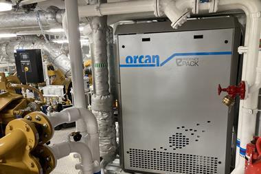 Installation of the efficiency PACK eP 050.100 on the Van Oord hybrid water injection dredger, ‘Maas’ Photo: Orcan Energy
