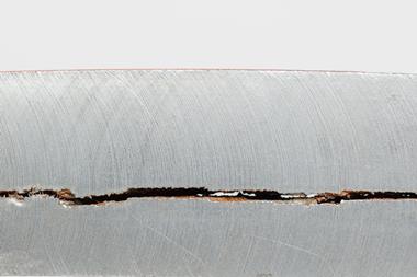 Hydrogen induced cracking in a steel surface