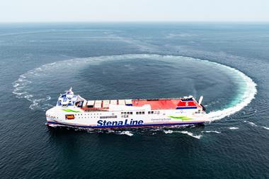 The Stena Futura doing a donut at sea whilst undergoing trials